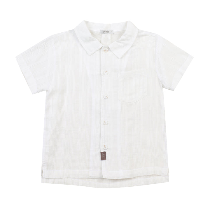 Louis Stripe Textured Collared Short Sleeve Summer Shirt-Button Down Shirt - Kids-ToTo Heros-