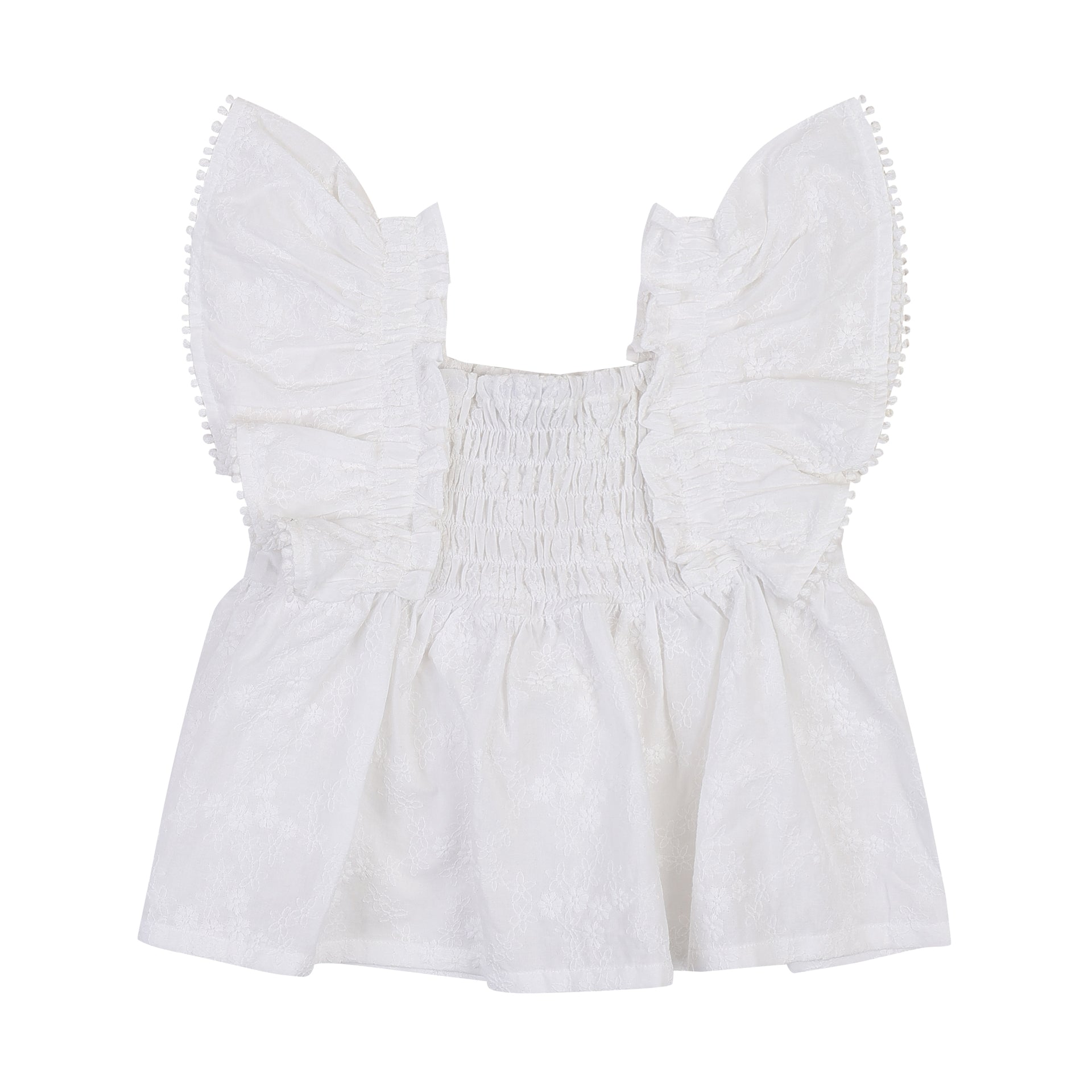Lucia Floral Embroidery Ruffled Angel Sleeve Blouse-Blouse - Kids-ToTo Heros-
