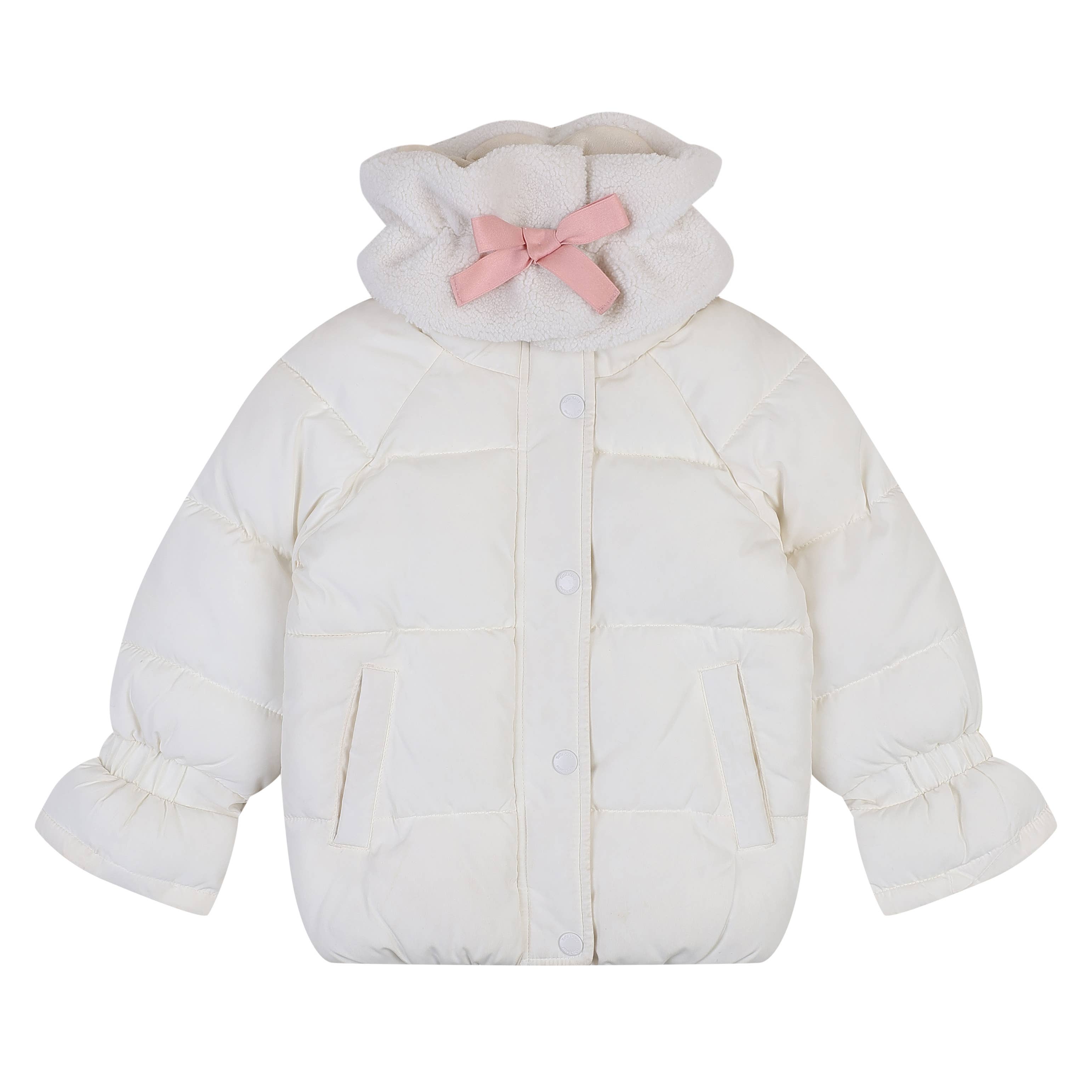 Lucia Neck Warmer Padded Jacket-Puffer Jacket - Kids-ToTo Heros-Cream-XXS-ToTo Heros l Premium Children's Clothing
