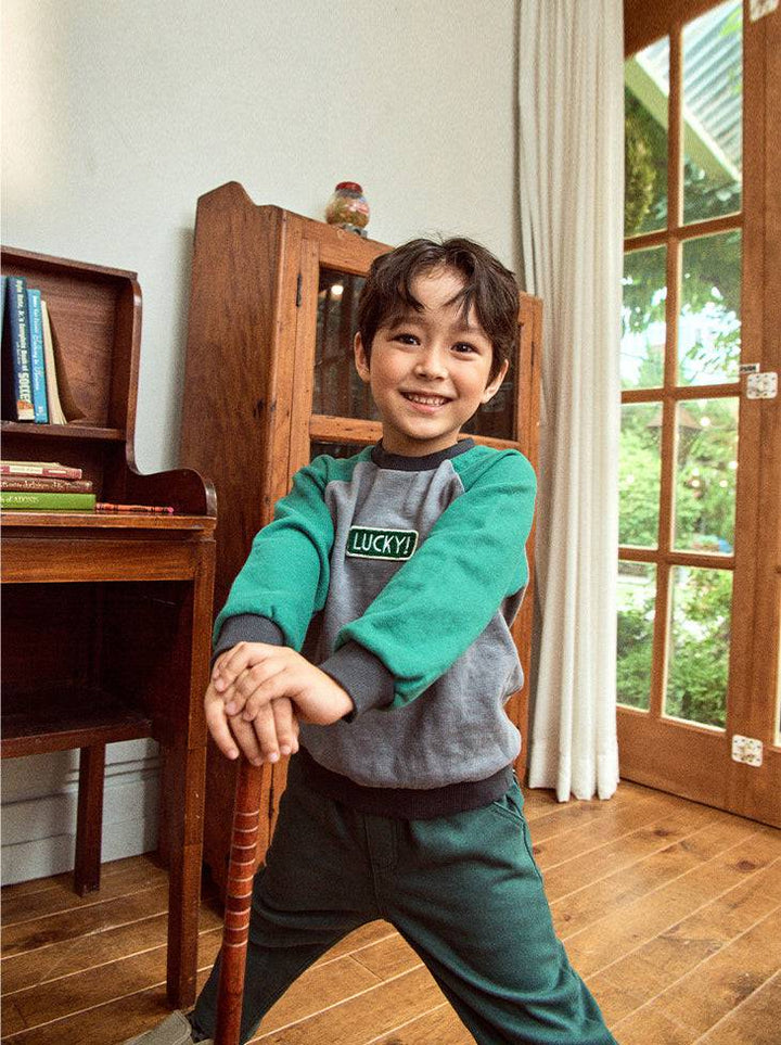 Lucky Raglan Fleeced Pullover Sweatshirt-Sweatshirt - Kids-ToTo Heros-ToTo Heros l Premium Children&#x27;s Clothing