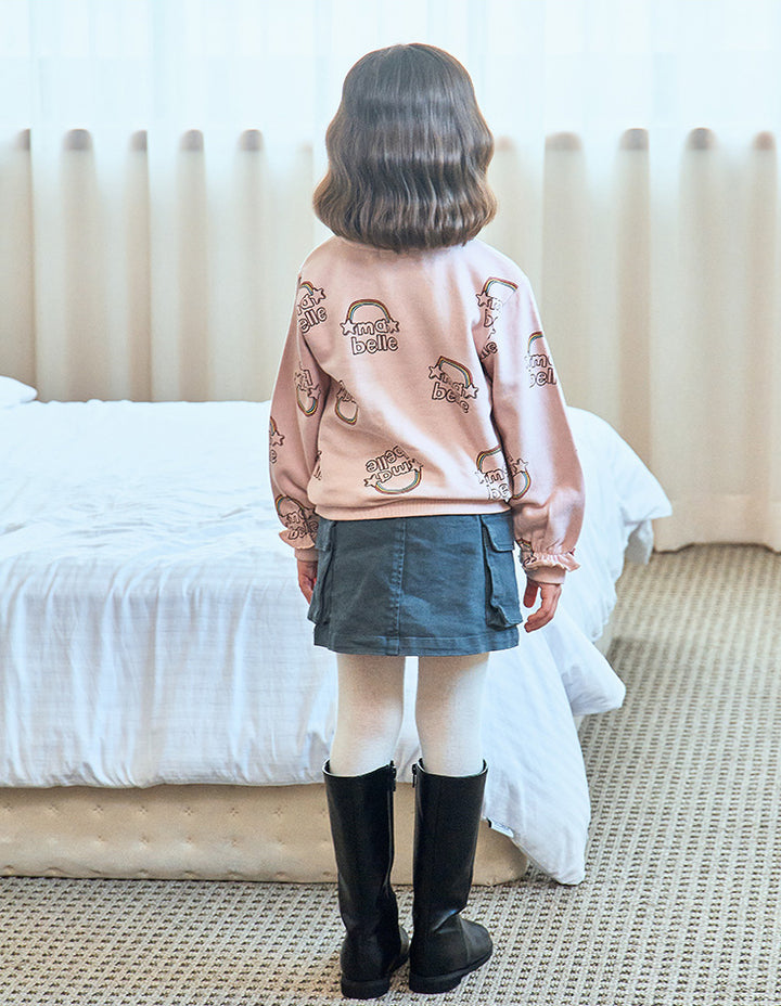 Ma Belle Print Fleeced Ruffle Cuff Sweatshirt-Sweatshirt - Kids-ToTo Heros-ToTo Heros l Premium Children&#x27;s Clothing