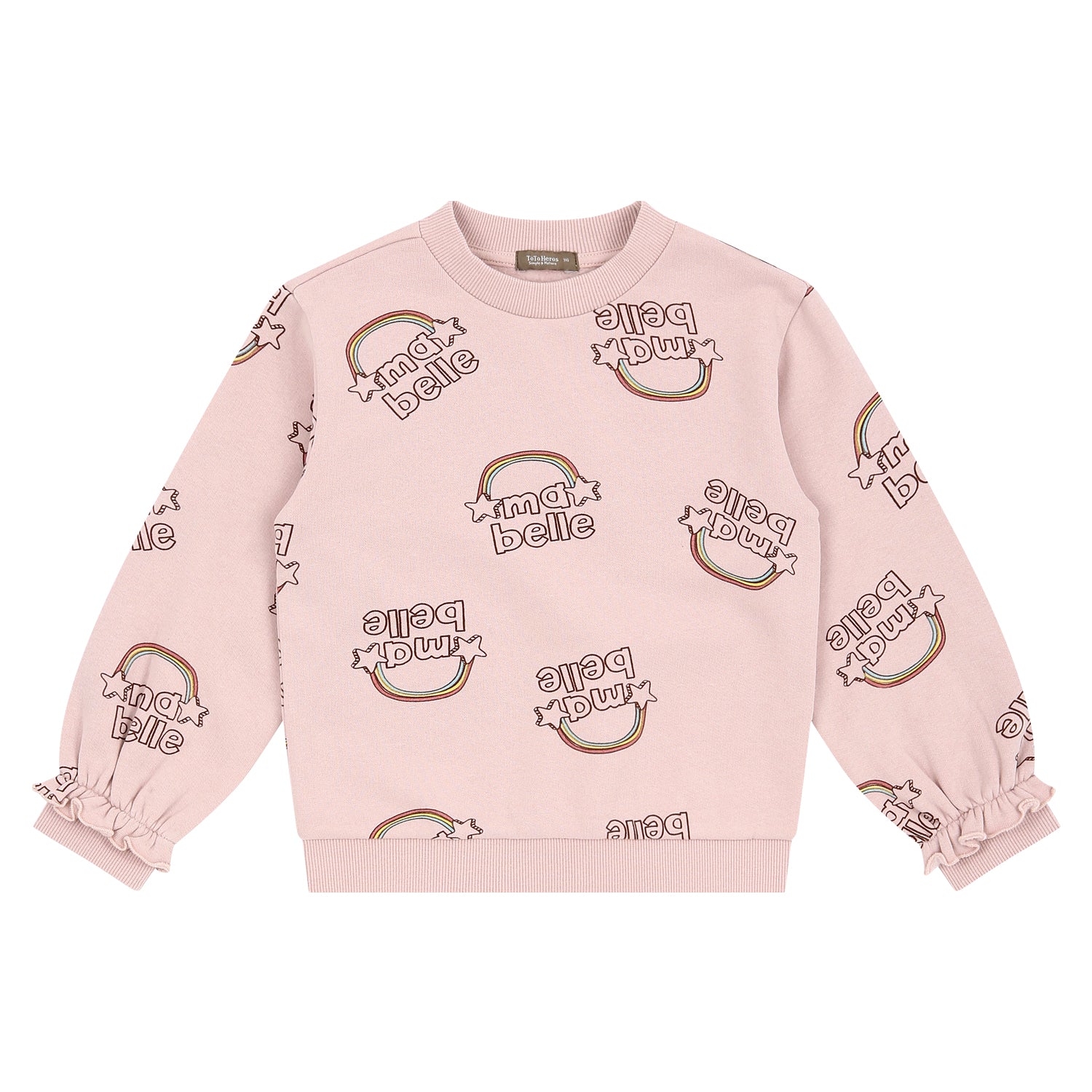 Ma Belle Print Fleeced Ruffle Cuff Sweatshirt-Sweatshirt - Kids-ToTo Heros-ToTo Heros l Premium Children&#x27;s Clothing