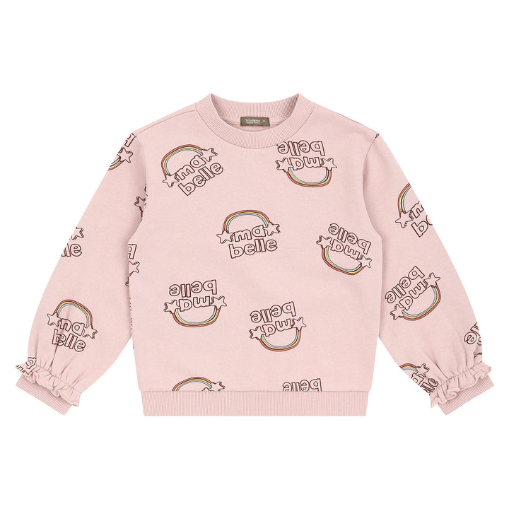 Ma Belle Print Fleeced Ruffle Cuff Sweatshirt-Sweatshirt - Kids-ToTo Heros-ToTo Heros l Premium Children&#x27;s Clothing