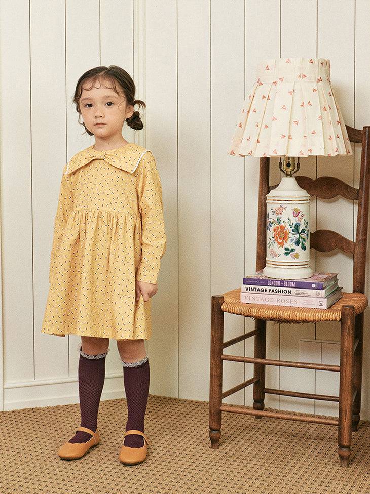 Macaroon Print Ribbon Collar Dress-Dress - Kids-ToTo Heros-ToTo Heros l Premium Children&#x27;s Clothing