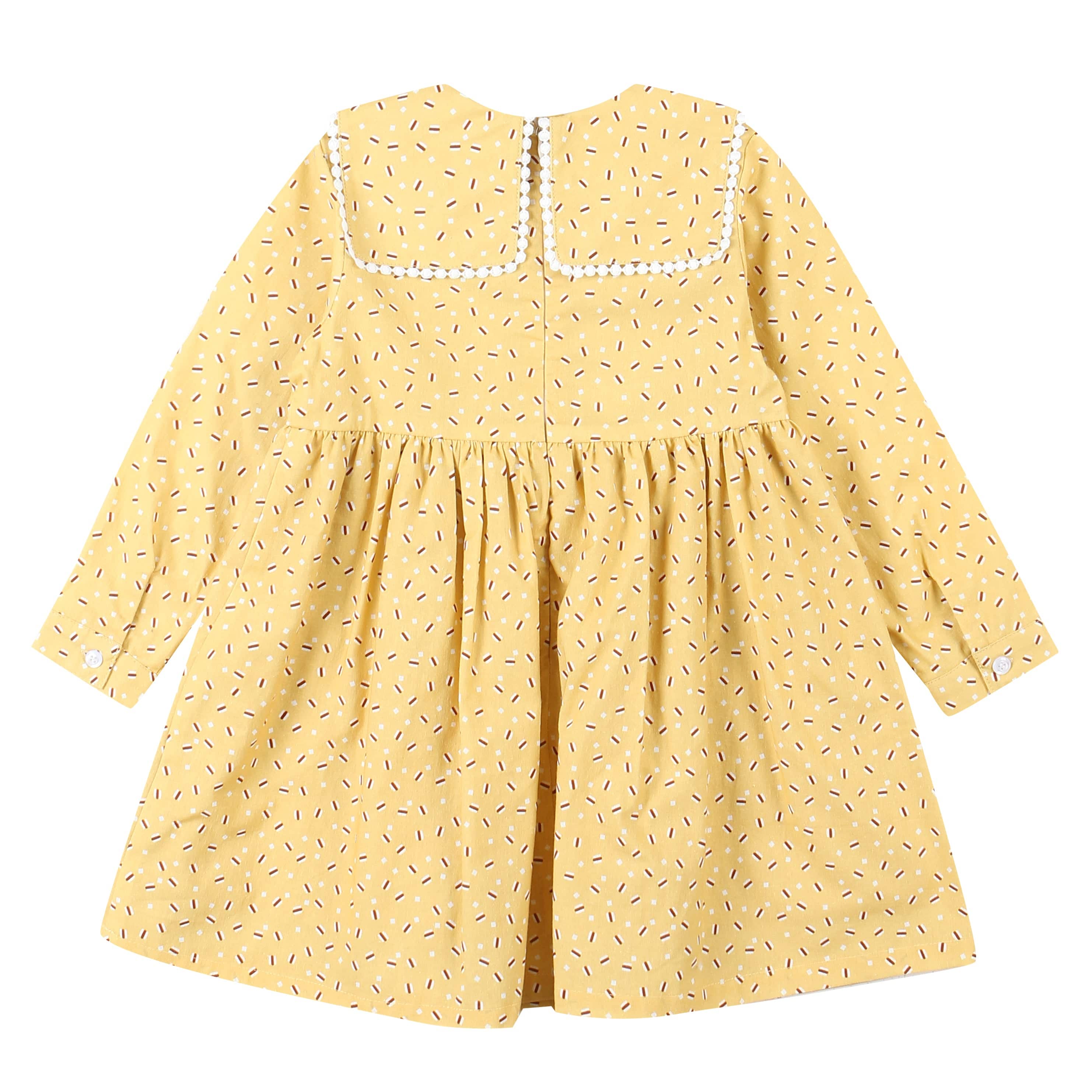 Macaroon Print Ribbon Collar Dress-Dress - Kids-ToTo Heros-ToTo Heros l Premium Children&#x27;s Clothing
