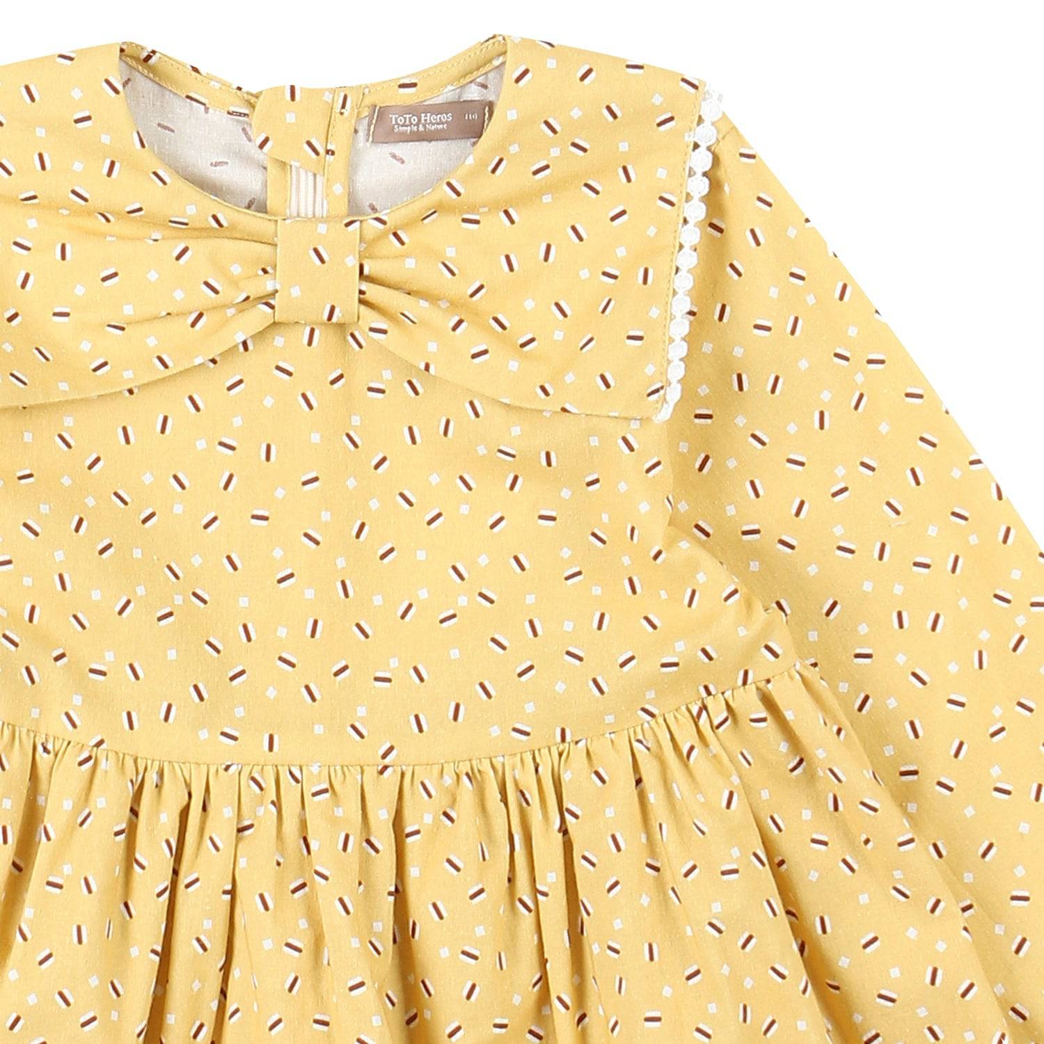 Macaroon Print Ribbon Collar Dress-Dress - Kids-ToTo Heros-ToTo Heros l Premium Children&#x27;s Clothing
