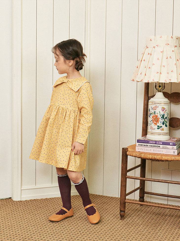 Macaroon Print Ribbon Collar Dress-Dress - Kids-ToTo Heros-ToTo Heros l Premium Children&#x27;s Clothing