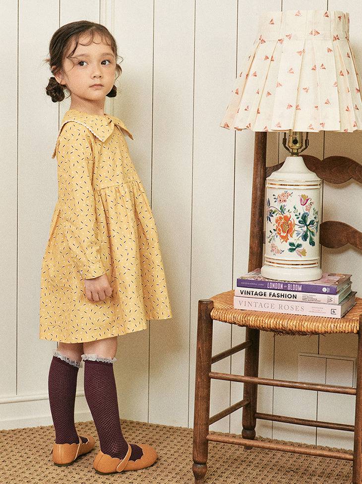 Macaroon Print Ribbon Collar Dress-Dress - Kids-ToTo Heros-ToTo Heros l Premium Children&#x27;s Clothing