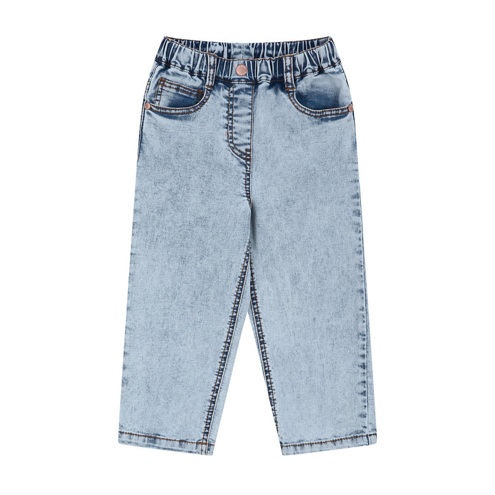 Marina Stretchy Pull-On Cropped Straight Washed Denim Pants-Jeans - Kids-ToTo Heros-