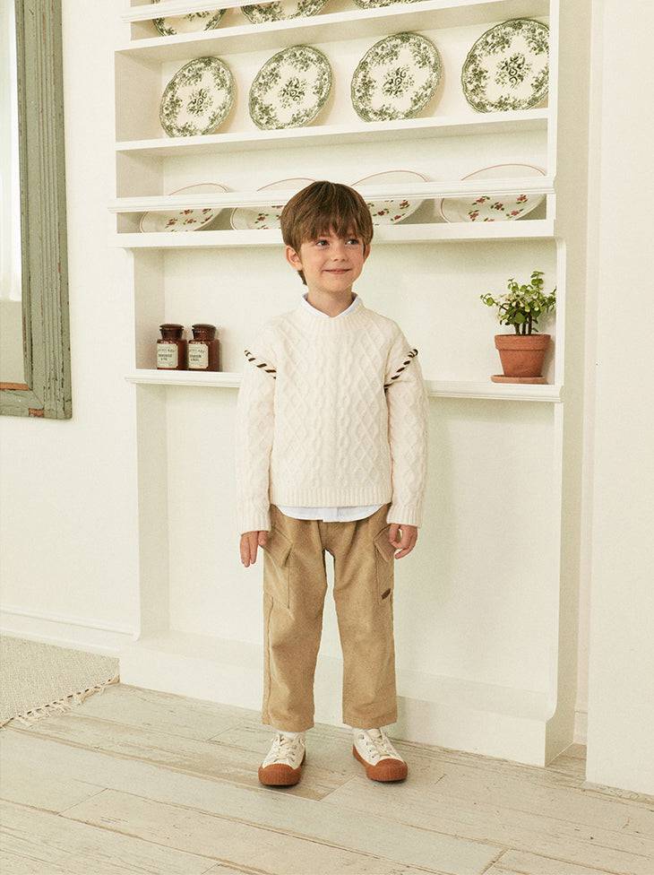 Max Braided Shoulder Cable Knit Sweater-Knit Sweater - Kids-ToTo Heros-ToTo Heros l Premium Children&#x27;s Clothing
