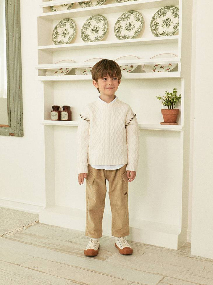 Max Braided Shoulder Cable Knit Sweater-Knit Sweater - Kids-ToTo Heros-ToTo Heros l Premium Children&#x27;s Clothing