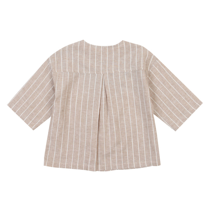 Max Linen Blend Stripe Button Down Shirt-Button Down Shirt - Kids-ToTo Heros-