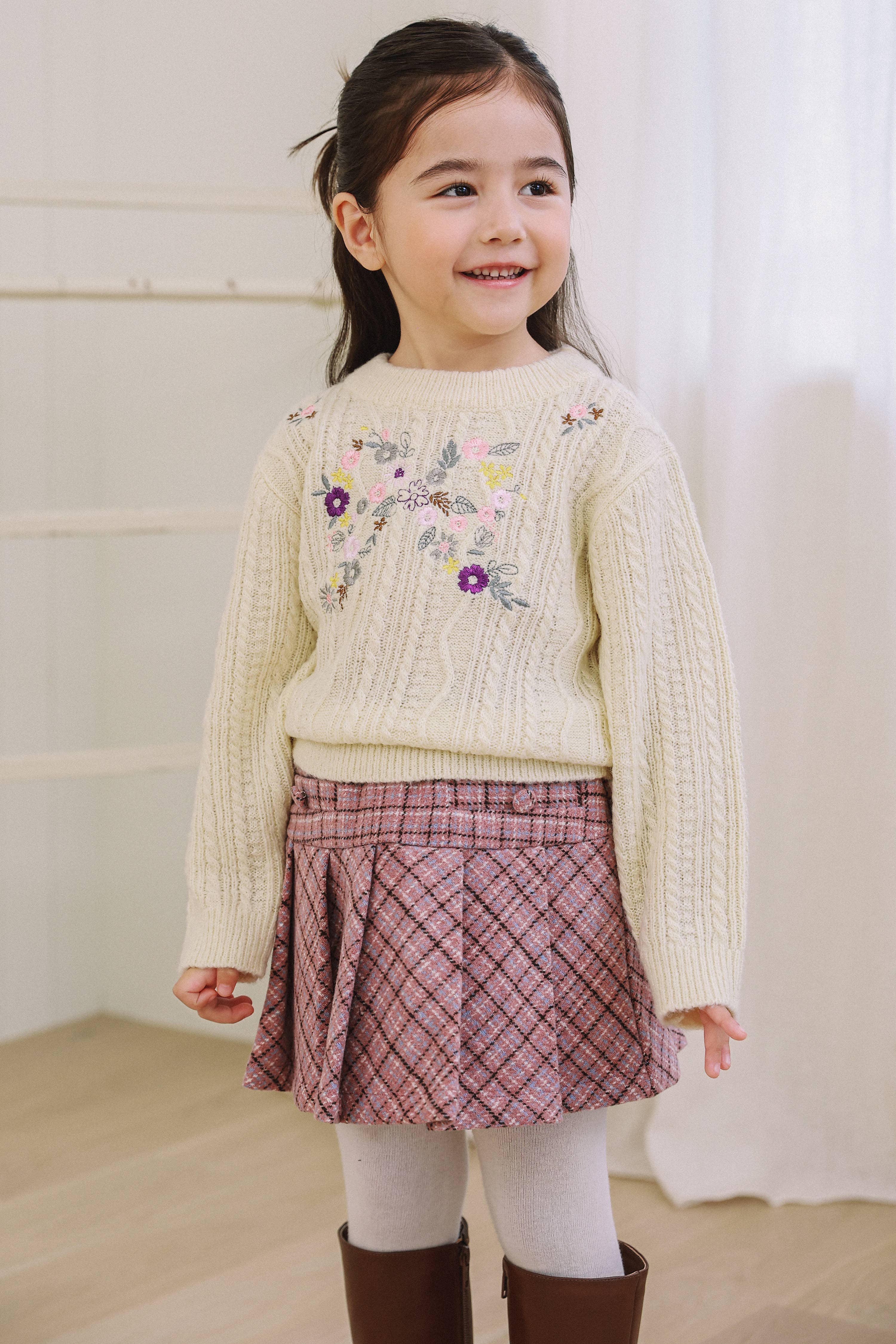 Melanie Embroidery Sweater-Knit Sweater - Kids-ToTo Heros-ToTo Heros l Premium Children&#x27;s Clothing