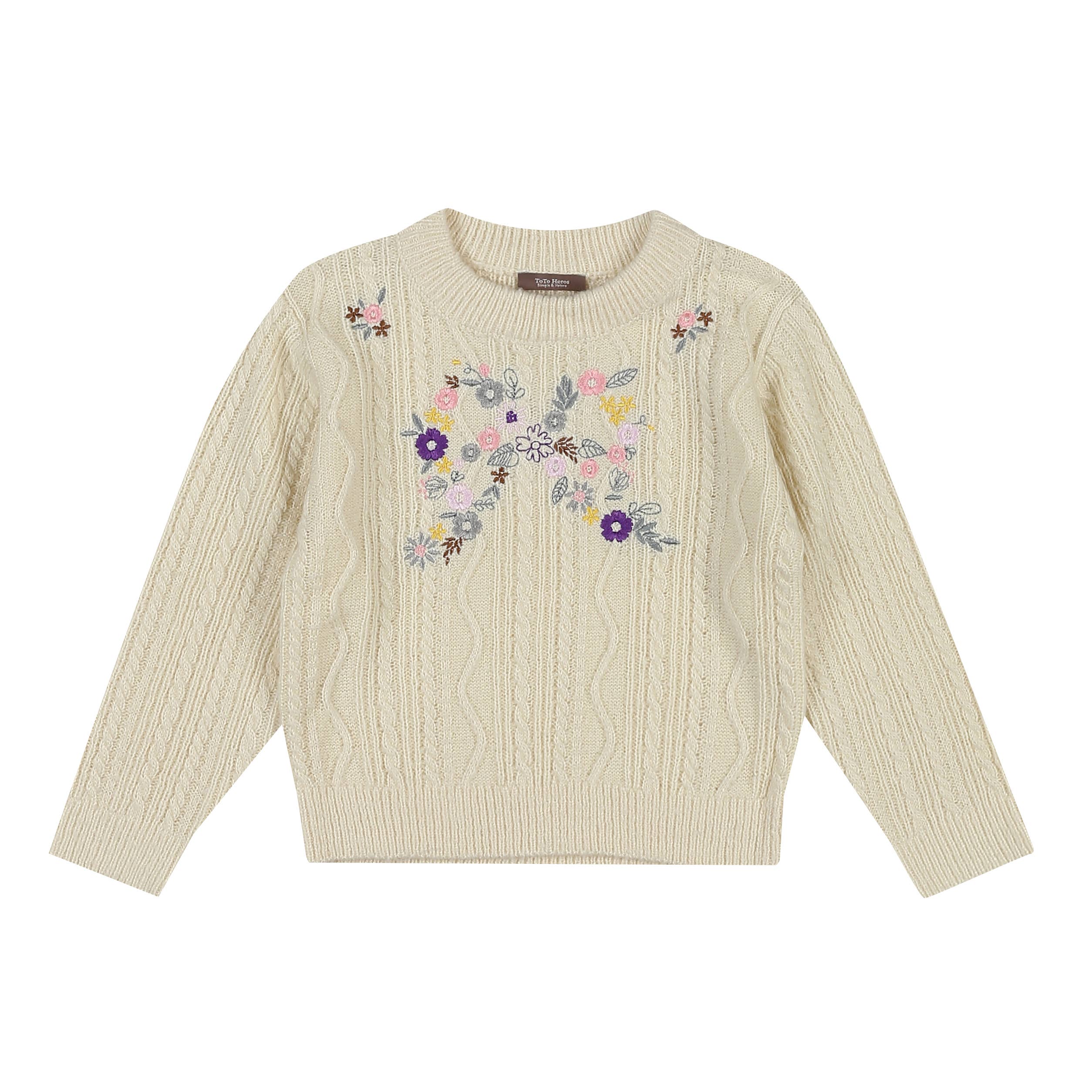Melanie Embroidery Sweater-Knit Sweater - Kids-ToTo Heros-ToTo Heros l Premium Children&#x27;s Clothing