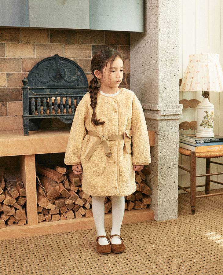 Mila Teddy Coat with Belted Mini Bag-Coat - Kids-ToTo Heros-ToTo Heros l Premium Children&#x27;s Clothing