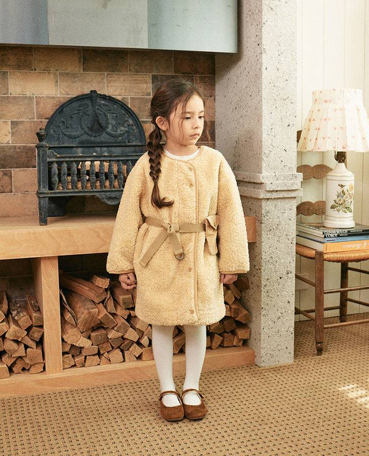 Mila Teddy Coat with Belted Mini Bag-Coat - Kids-ToTo Heros-ToTo Heros l Premium Children&#x27;s Clothing