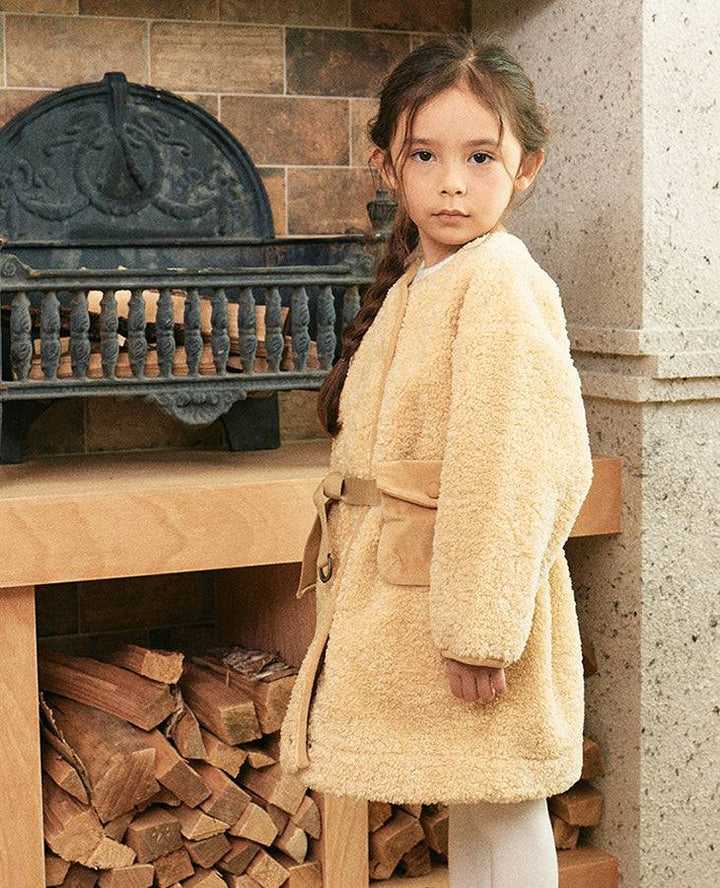 Mila Teddy Coat with Belted Mini Bag-Coat - Kids-ToTo Heros-ToTo Heros l Premium Children&#x27;s Clothing