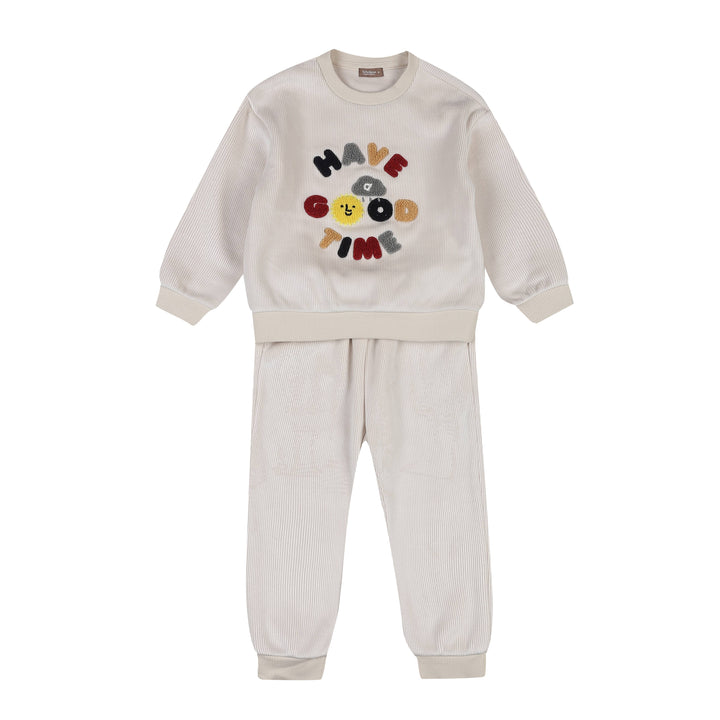 Milo Embroidery Velvet Corduroy Sweatshirt & Sweatpants Set-Top & Pant Set - Kids-ToTo Heros-Cream-XXS-ToTo Heros l Premium Children's Clothing