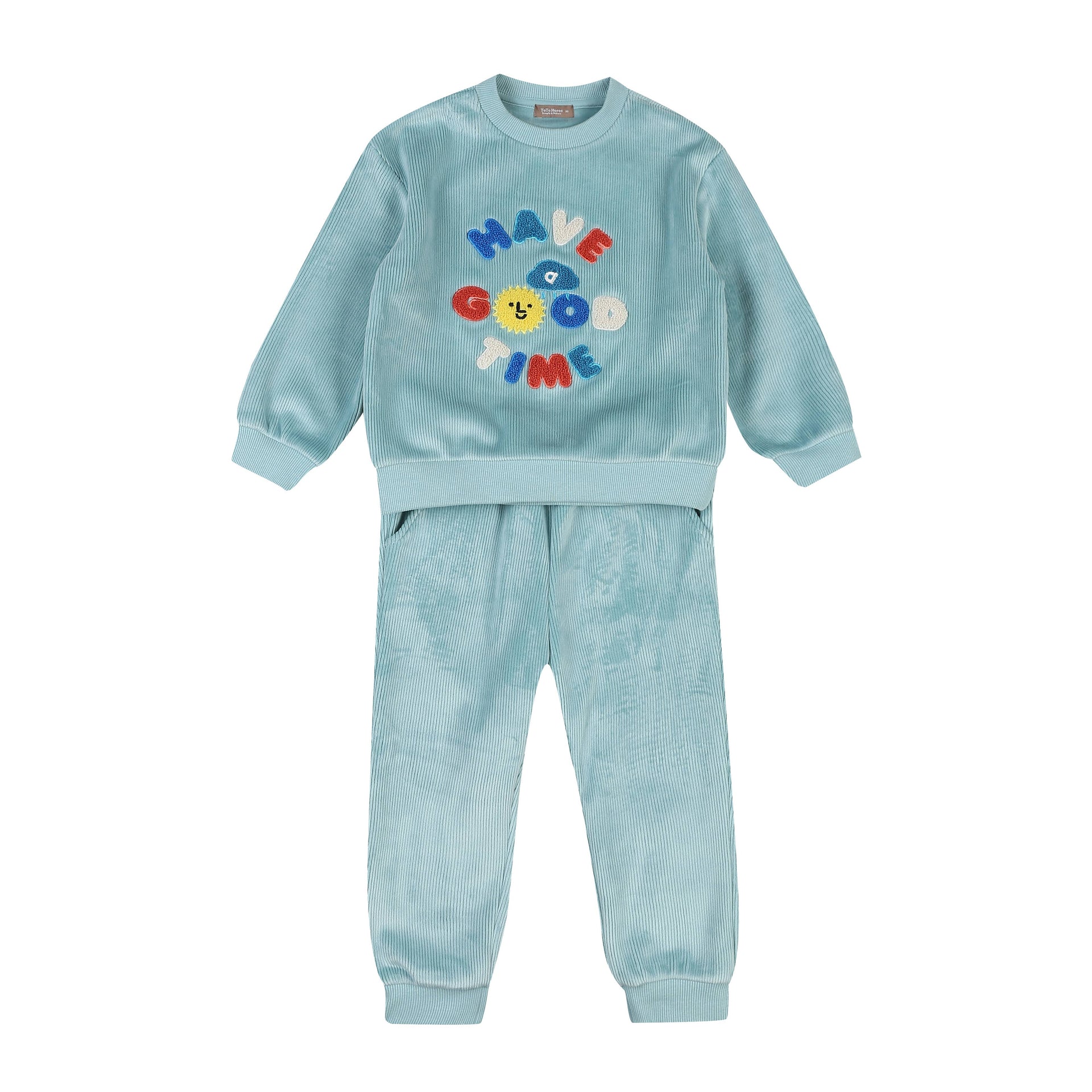 Milo Embroidery Velvet Corduroy Sweatshirt & Sweatpants Set-Top & Pant Set - Kids-ToTo Heros-Mint-XXS-ToTo Heros l Premium Children's Clothing