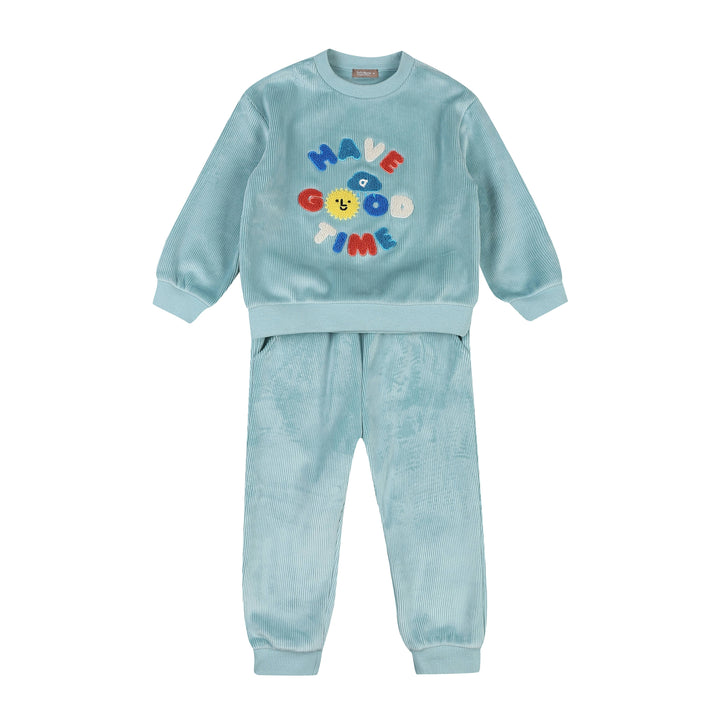 Milo Embroidery Velvet Corduroy Sweatshirt & Sweatpants Set-Top & Pant Set - Kids-ToTo Heros-Mint-XXS-ToTo Heros l Premium Children's Clothing