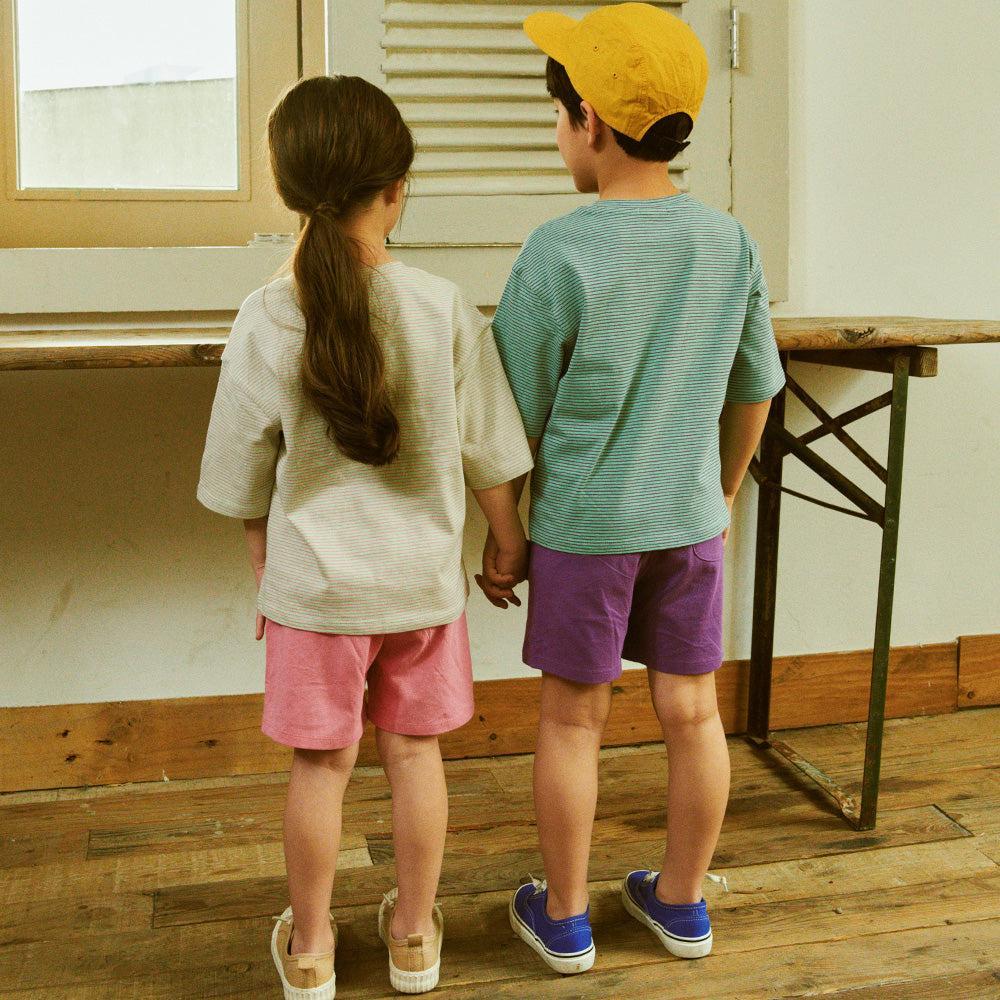 Mini Stripes T-Shirt & Solid Shorts Set-Top & Skirt Set - Kids-ToTo Heros-