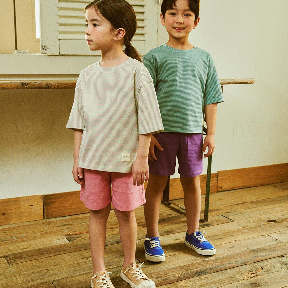 Mini Stripes T-Shirt & Solid Shorts Set-Top & Skirt Set - Kids-ToTo Heros-