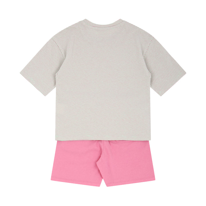 Mini Stripes T-Shirt & Solid Shorts Set-Top & Skirt Set - Kids-ToTo Heros-
