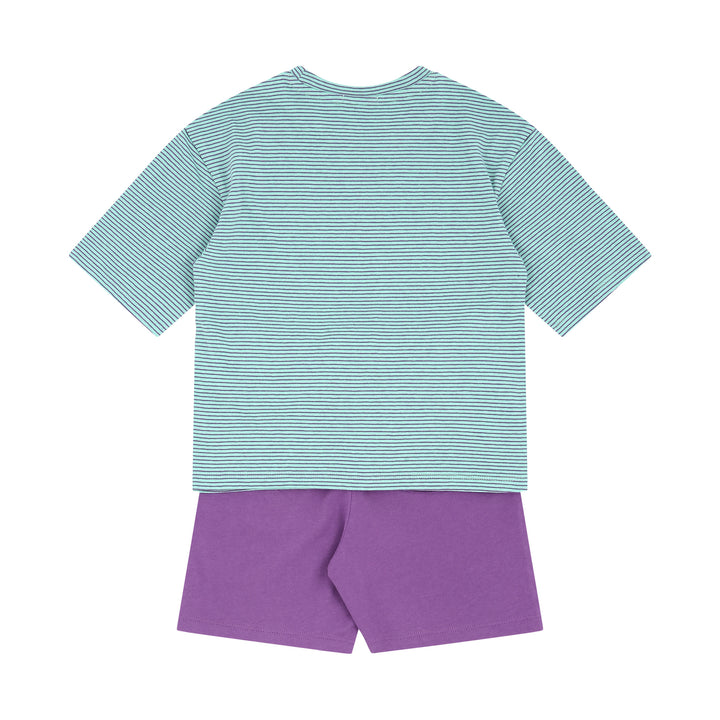Mini Stripes T-Shirt & Solid Shorts Set-Top & Skirt Set - Kids-ToTo Heros-