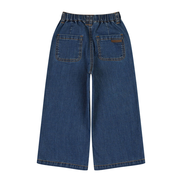 Mona Dark Wash Wide Leg Pull-On Denim Pants-Jeans - Kids-ToTo Heros-ToTo Heros l Premium Children&#x27;s Clothing
