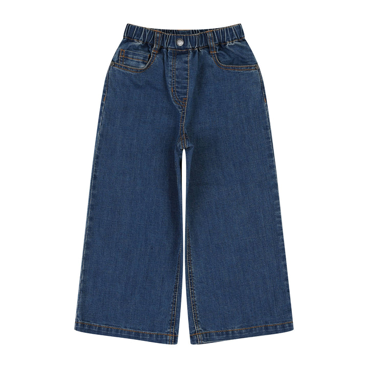 Mona Dark Wash Wide Leg Pull-On Denim Pants-Jeans - Kids-ToTo Heros-ToTo Heros l Premium Children&#x27;s Clothing