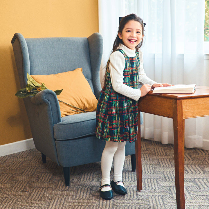 Multi Color Plaid Tweed Dress-Dress - Kids-ToTo Heros-ToTo Heros l Premium Children&#x27;s Clothing