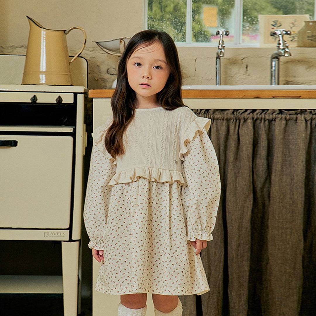 Nana Knit Vest Detail Floral Dress-Dress - Kids-ToTo Heros-ToTo Heros l Premium Children&#x27;s Clothing