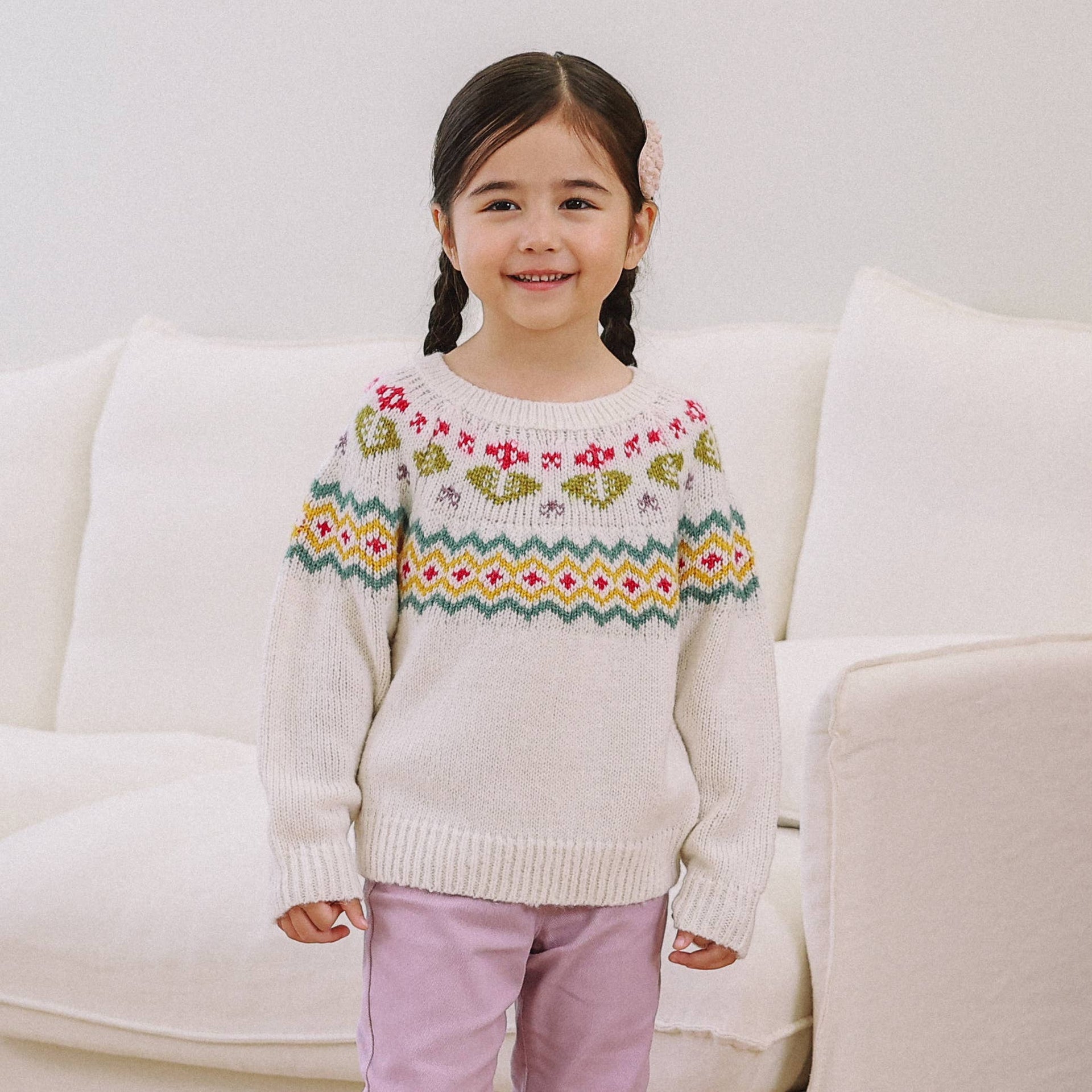 Naomi Nordic Pattern Knit Sweater-Knit Sweater - Kids-ToTo Heros-ToTo Heros l Premium Children's Clothing