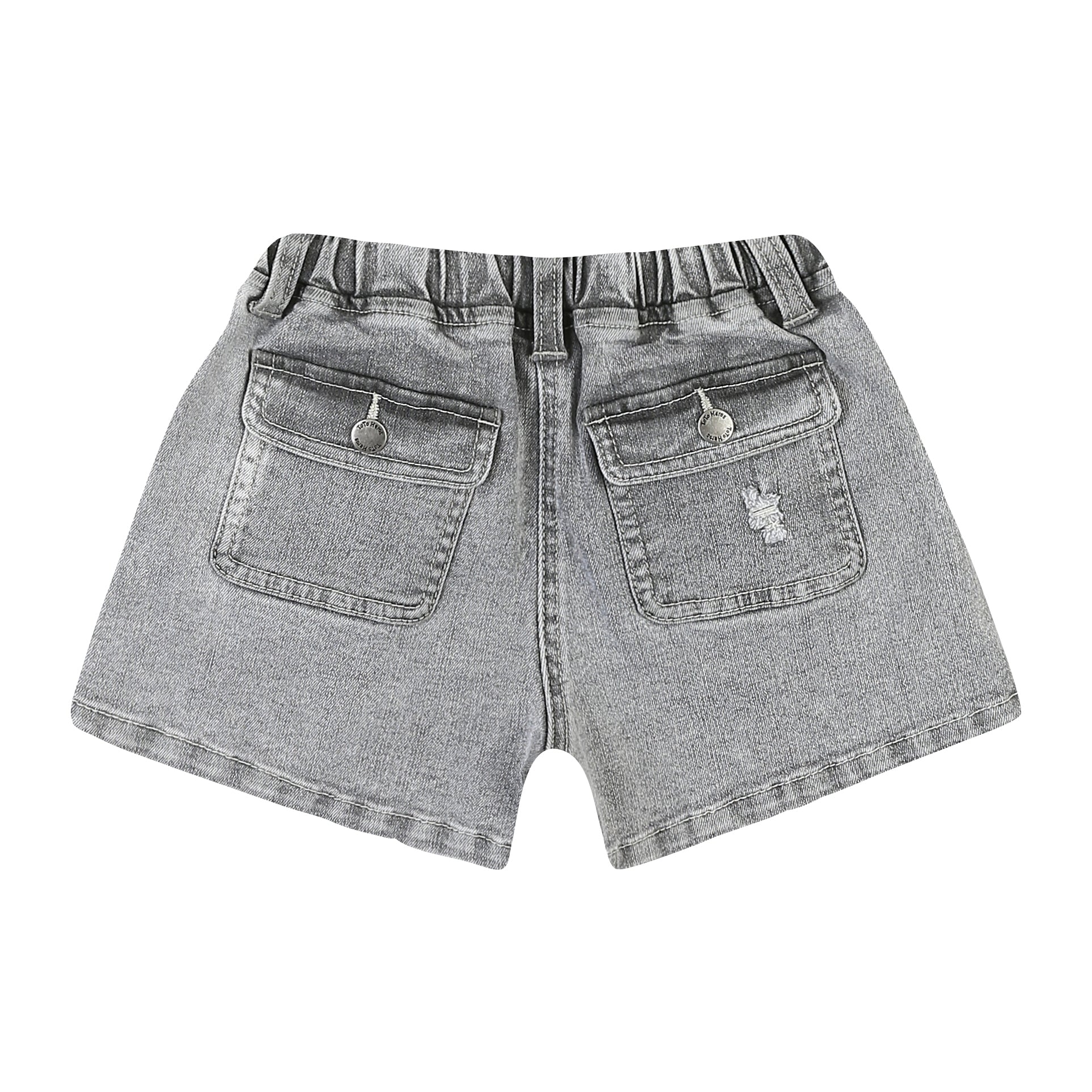 Nina Washed Black Pull-On Summer Denim Shorts-Shorts - Kids-ToTo Heros-