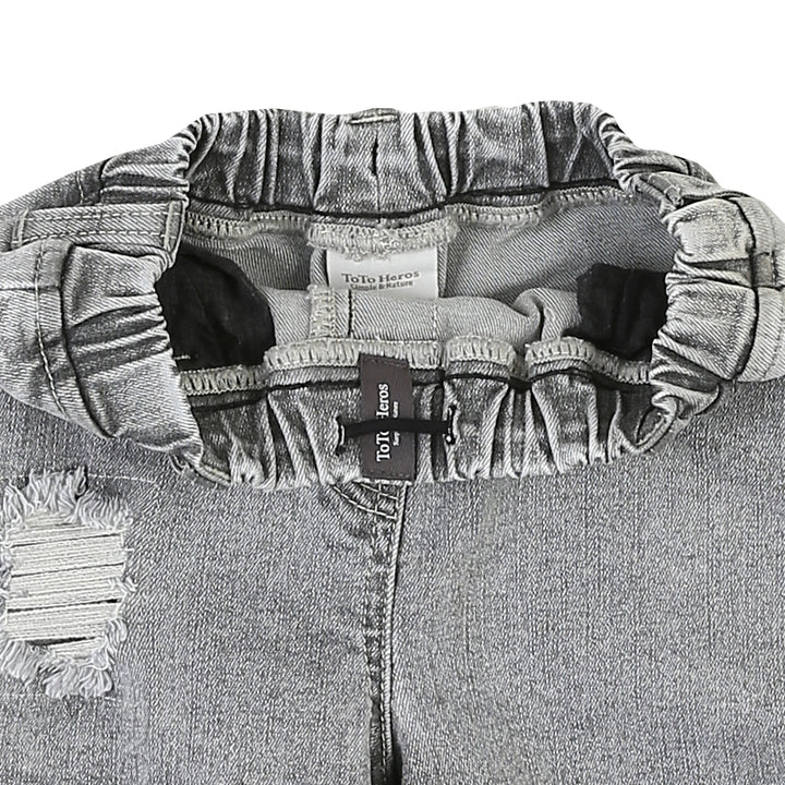 Nina Washed Black Pull-On Summer Denim Shorts-Shorts - Kids-ToTo Heros-