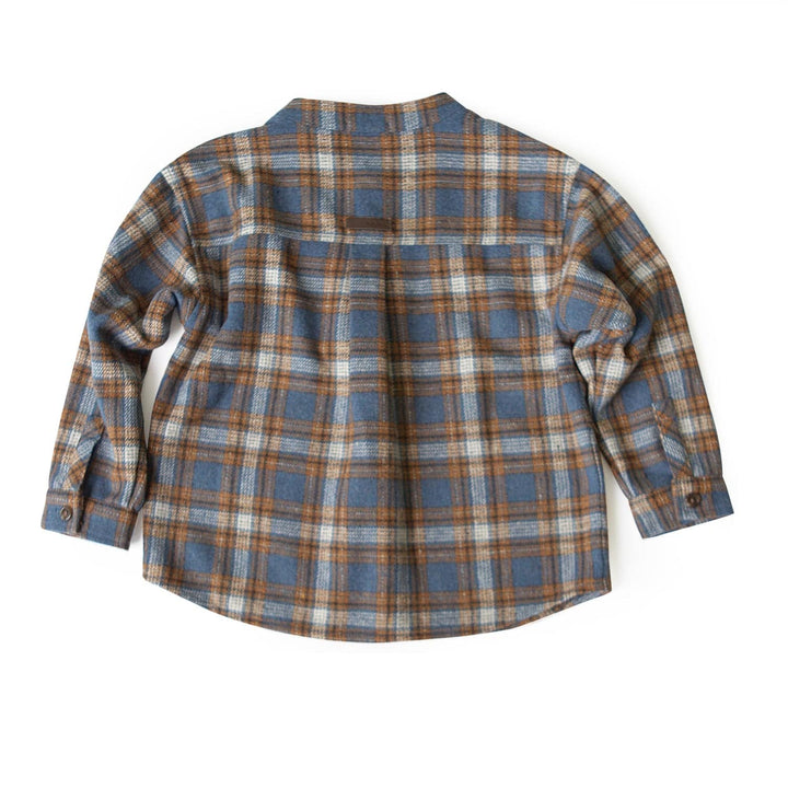 Oversized Band Collared Plaid Shirt-Button Down Shirt - Kids-ToTo Heros-ToTo Heros l Premium Children&#x27;s Clothing