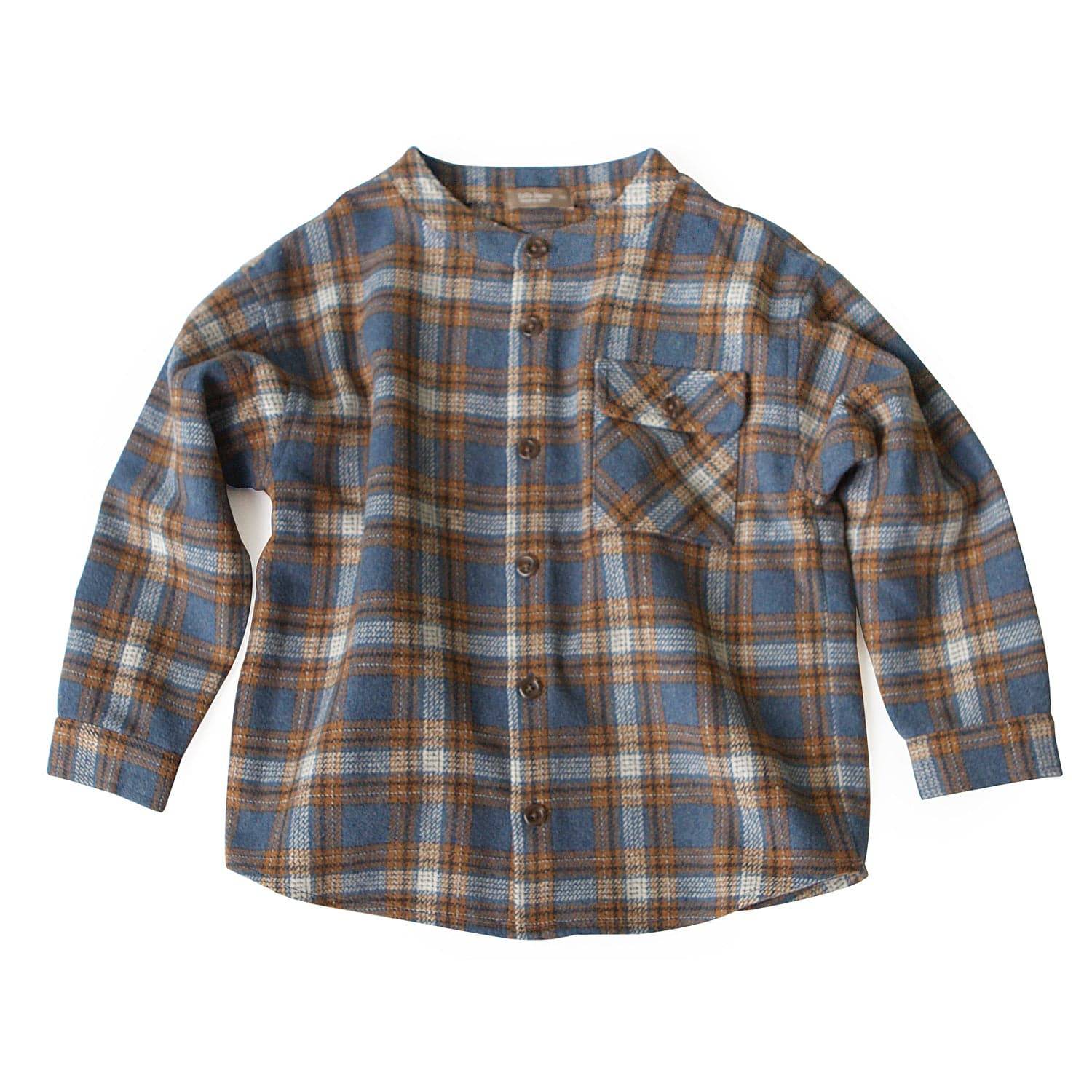 Oversized Band Collared Plaid Shirt-Button Down Shirt - Kids-ToTo Heros-ToTo Heros l Premium Children&#x27;s Clothing