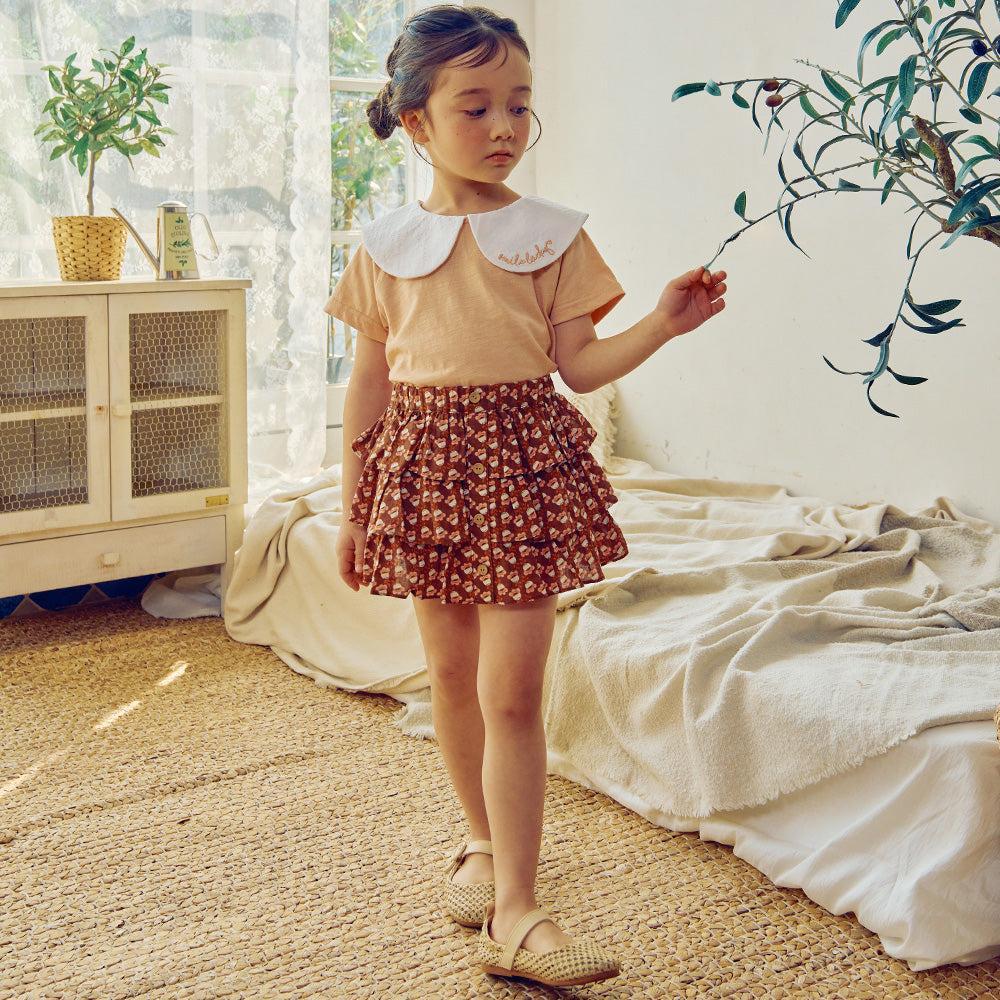 Paige Floral Pattern Tiered Frill Skirt Shorts-Shorts - Kids-ToTo Heros-