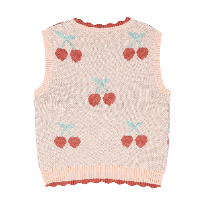 Rachel Scallop Trim Cherry Sweater Vest-Sweater Vest - Kids-ToTo Heros-ToTo Heros l Premium Children&#x27;s Clothing