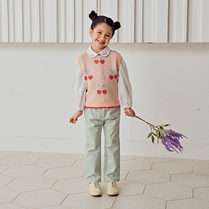 Rachel Scallop Trim Cherry Sweater Vest-Sweater Vest - Kids-ToTo Heros-ToTo Heros l Premium Children&#x27;s Clothing