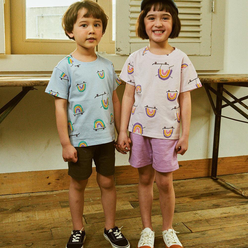 Rainbow Print T-Shirt & Solid Shorts Set-Top & Skirt Set - Kids-ToTo Heros-