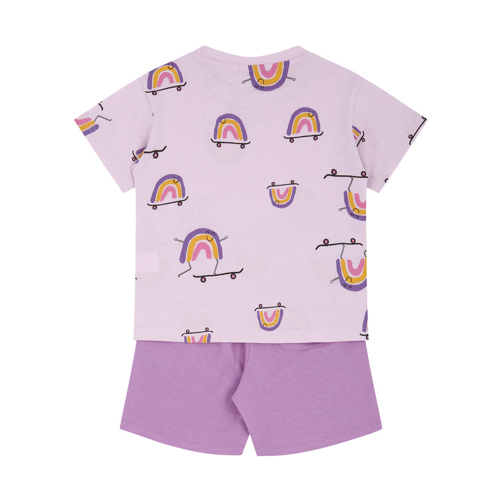 Rainbow Print T-Shirt & Solid Shorts Set-Top & Skirt Set - Kids-ToTo Heros-