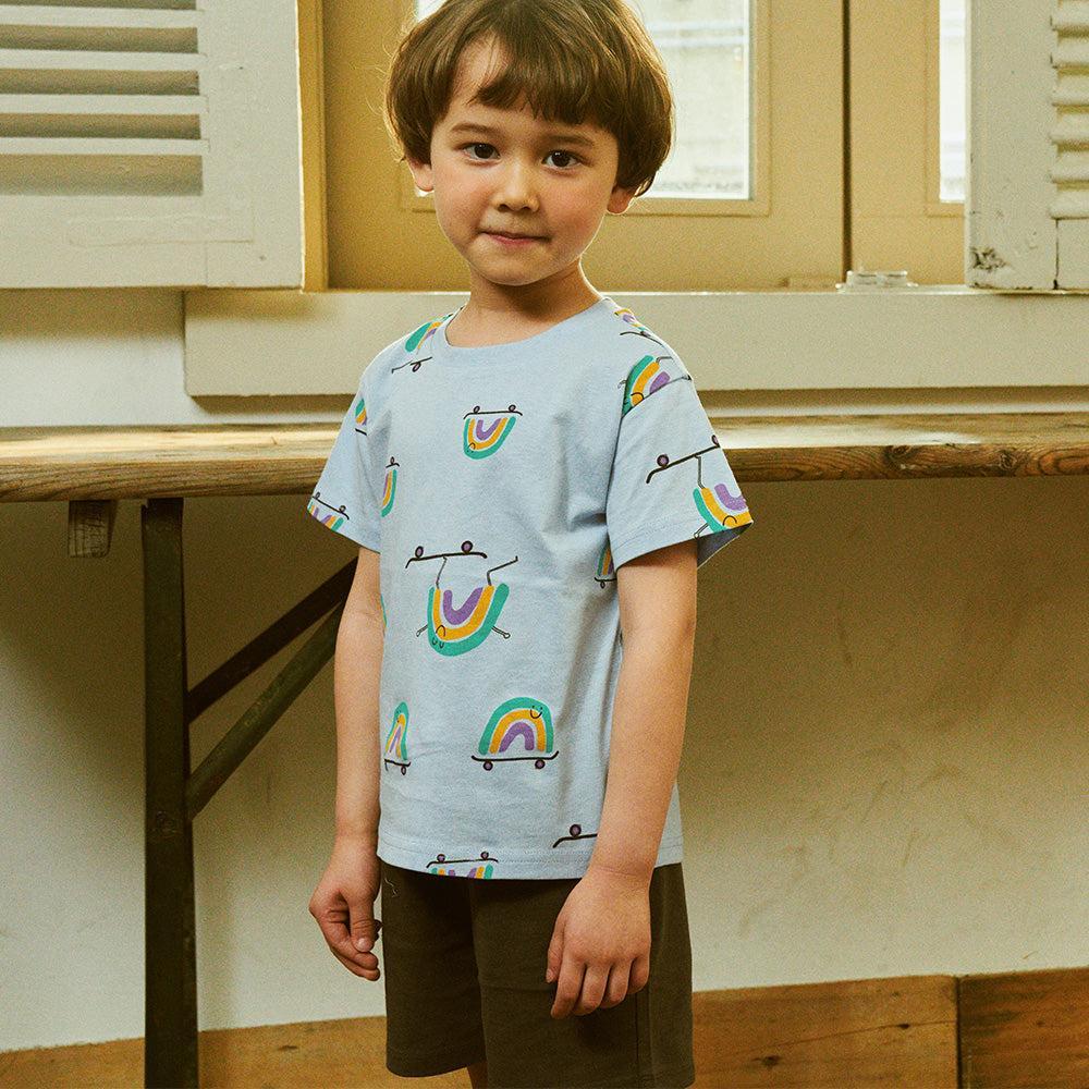 Rainbow Print T-Shirt & Solid Shorts Set-Top & Skirt Set - Kids-ToTo Heros-