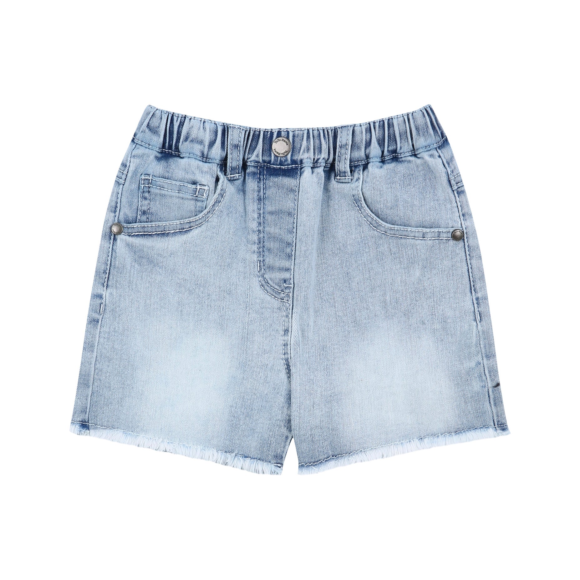 Raw Hem Pull-On Washed Denim Shorts-Shorts - Kids-ToTo Heros-