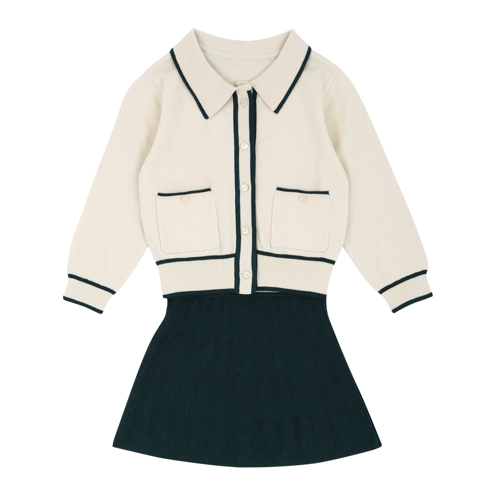 Reina Ivory Collared Sweater Top & Skirt Set-Top & Skirt Set - Kids-ToTo Heros-ToTo Heros l Premium Children&#x27;s Clothing