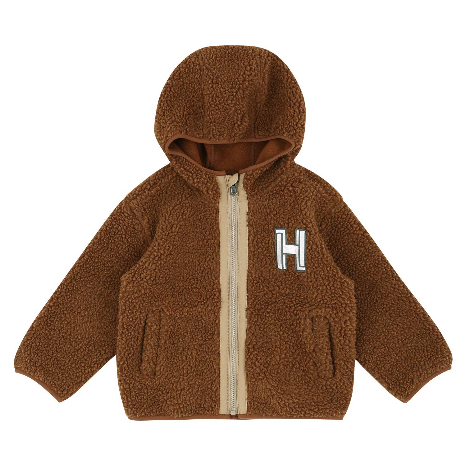 Retro Wave Waffen Patch Fleece Teddy Jacket-Jacket - Kids-ToTo Heros-Brown-XXS-ToTo Heros l Premium Children&#x27;s Clothing