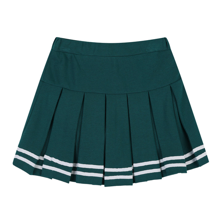 Riah Piqué Polo Shirt & Pleated Striped Skirt Shorts Set-Top & Skirt Set - Kids-ToTo Heros-