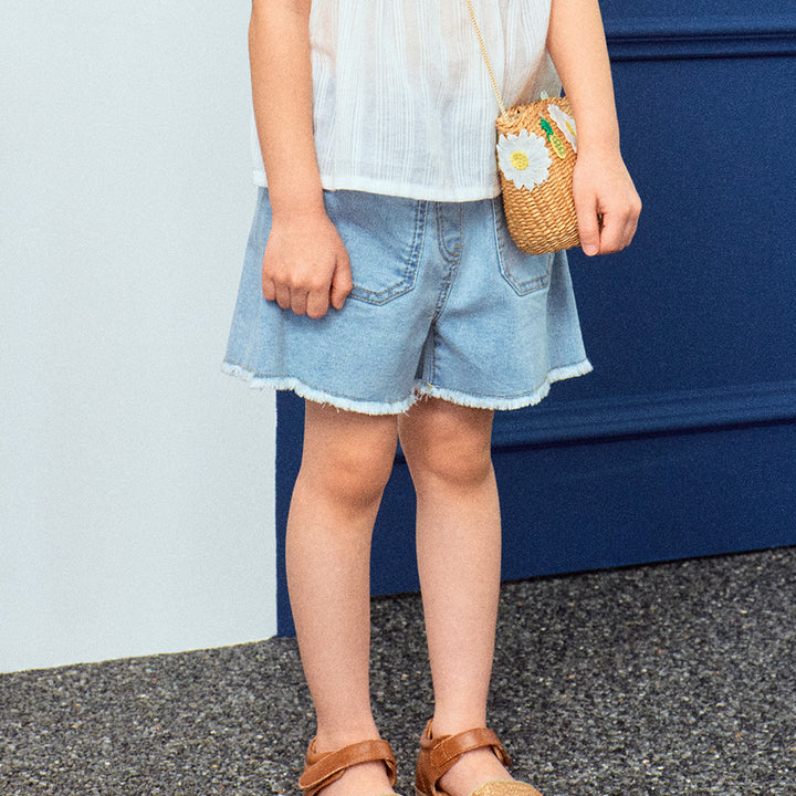 Rita Raw Hem Front Pocket Pull-On Denim Short-Shorts - Kids-ToTo Heros-