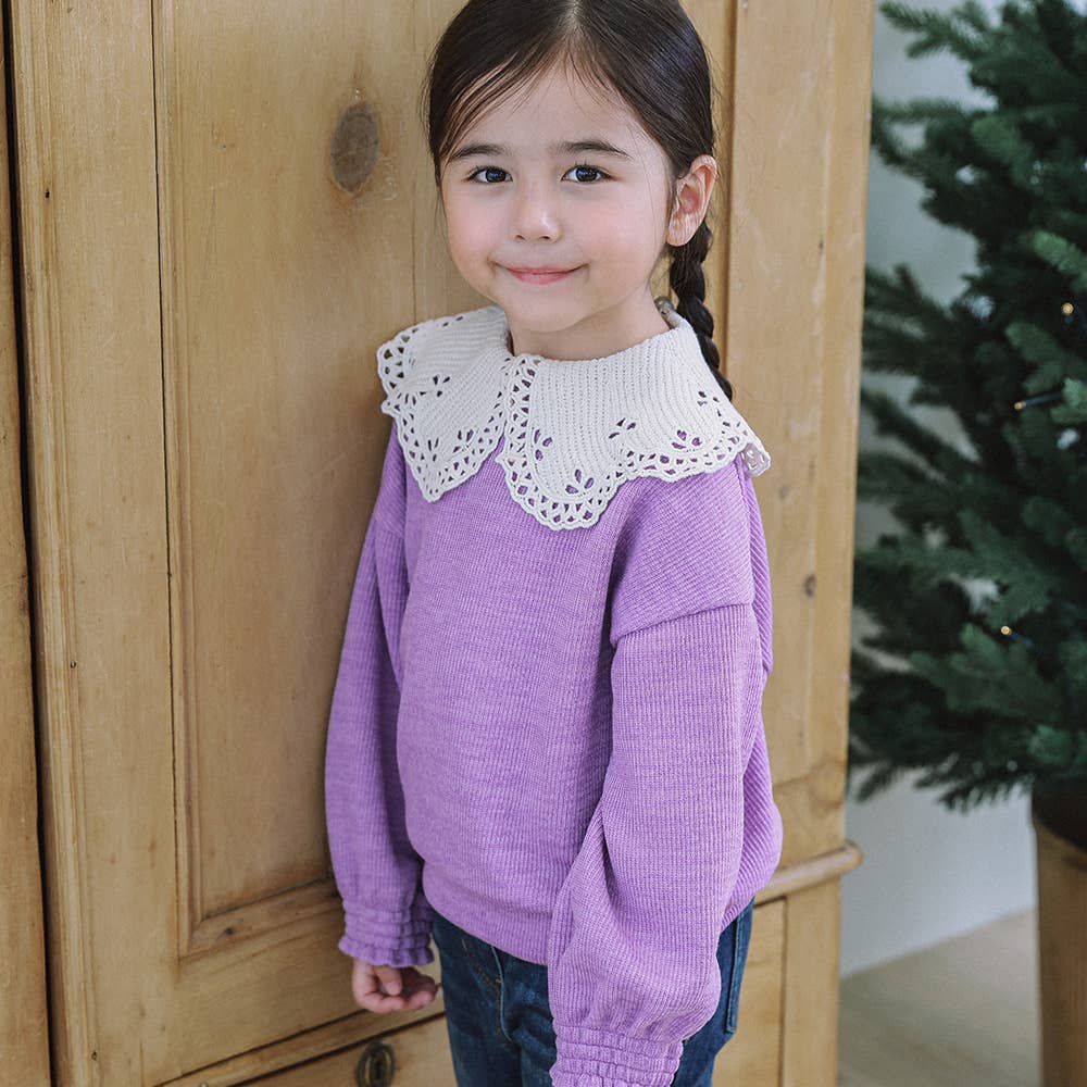 Roa Wide Crochet Collared T-Shirt-Sweatshirt - Kids-ToTo Heros-ToTo Heros l Premium Children&#x27;s Clothing