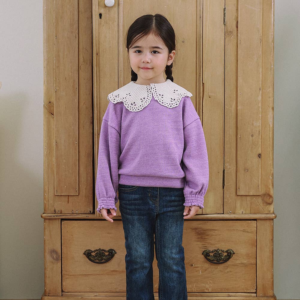 Roa Wide Crochet Collared T-Shirt-Sweatshirt - Kids-ToTo Heros-ToTo Heros l Premium Children&#x27;s Clothing